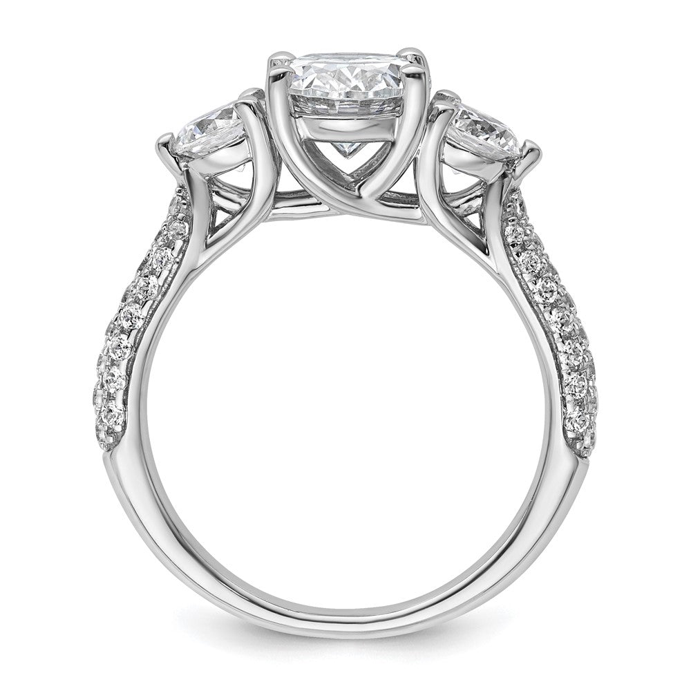 14kw 2 1/2ct Cert Lab Grown Dia VS+ F+ Oval&Round Comp 3 Stone Eng Ring