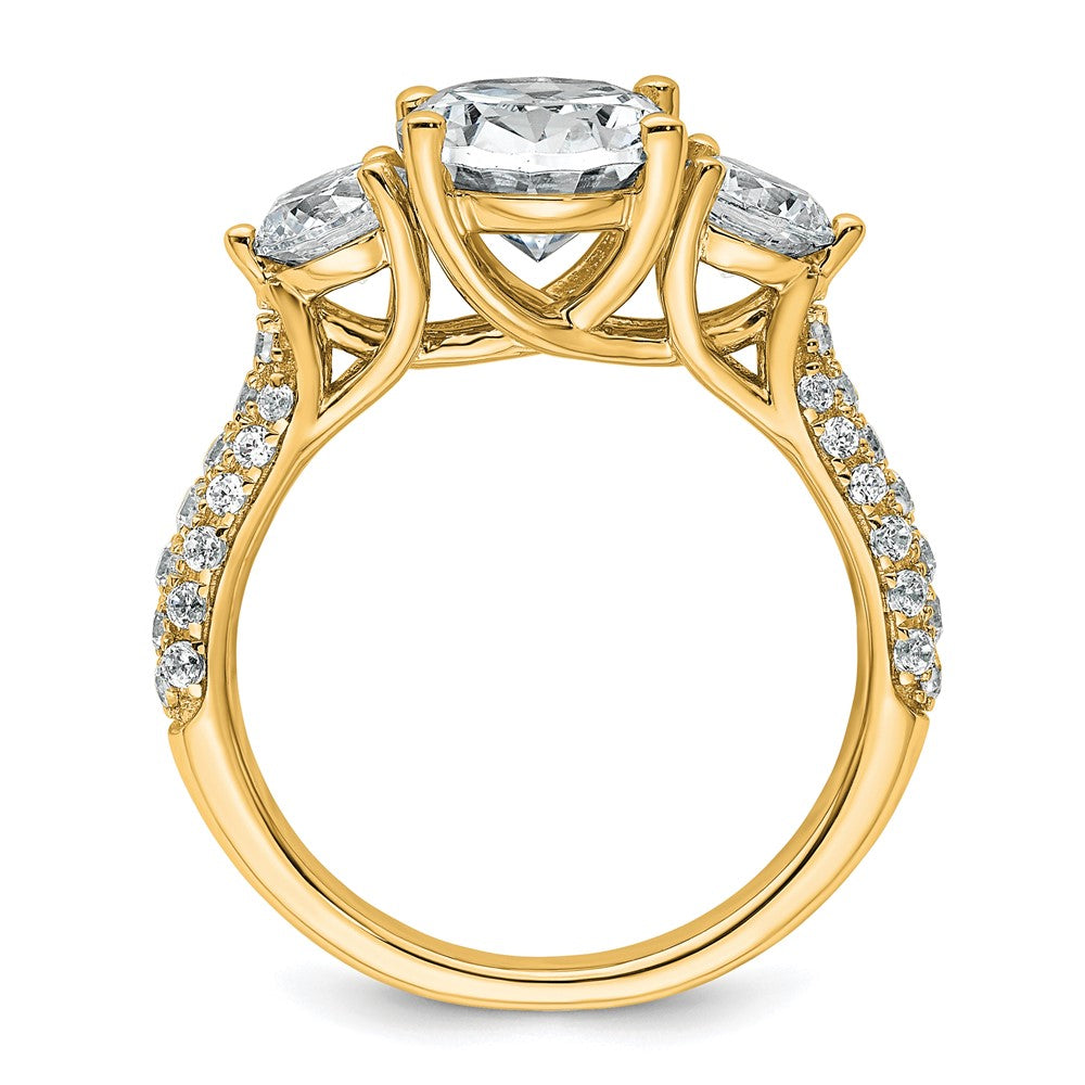 14k 1 1/5ct Lab Grown Diamond VS+ F+ Oval&Round S/M 3 Stone Eng Ring