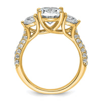 14k 1 1/5ct Lab Grown Diamond VS+ F+ Oval&Round S/M 3 Stone Eng Ring