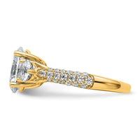 14k 1 1/5ct Lab Grown Diamond VS+ F+ Oval&Round S/M 3 Stone Eng Ring
