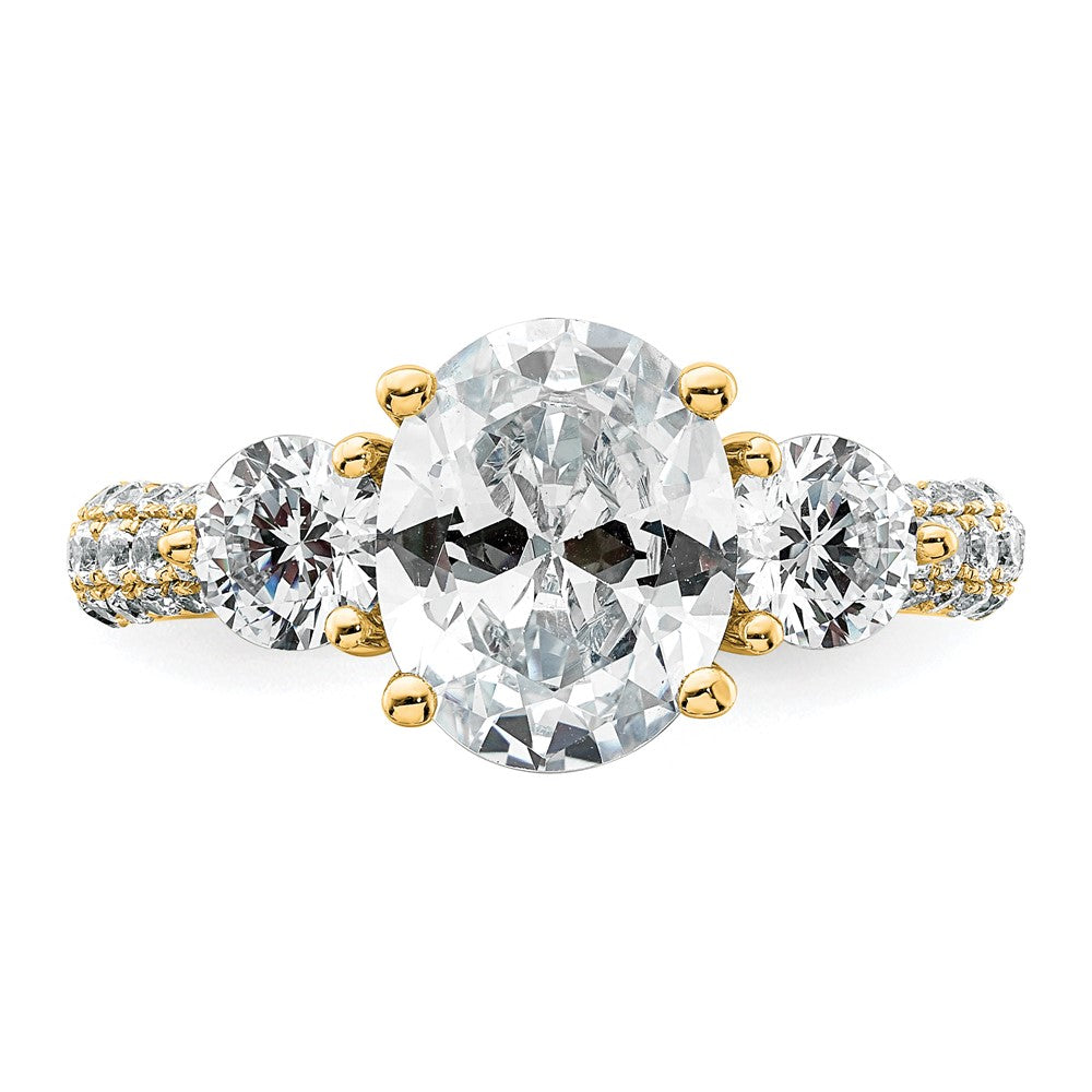 14k 1 1/5ct Lab Grown Diamond VS+ F+ Oval&Round S/M 3 Stone Eng Ring