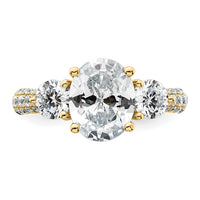 14k 1 1/5ct Lab Grown Diamond VS+ F+ Oval&Round S/M 3 Stone Eng Ring