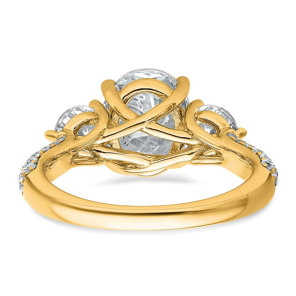 14k 1 1/5ct Lab Grown Diamond VS+ F+ Oval&Round S/M 3 Stone Eng Ring