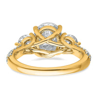 14k 1 1/5ct Lab Grown Diamond VS+ F+ Oval&Round S/M 3 Stone Eng Ring
