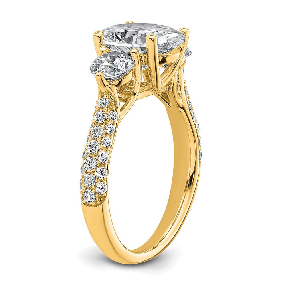 14k 1 1/5ct Lab Grown Diamond VS+ F+ Oval&Round S/M 3 Stone Eng Ring