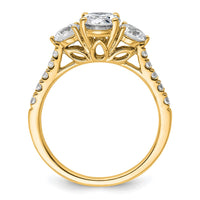 14k 3/4ct Lab Grown Diamond VS+ F+ Oval&Round S/M 3 Stone Eng Ring
