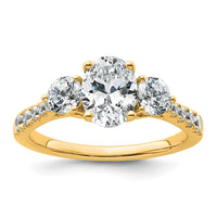 14k 3/4ct Lab Grown Diamond VS+ F+ Oval&Round S/M 3 Stone Eng Ring