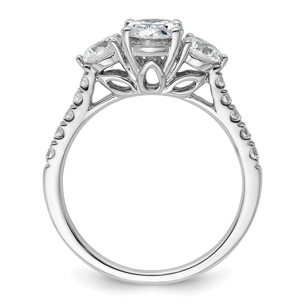 14kw 1 3/4ct Cert Lab Grown Dia VS+ F+ Oval&Round Comp 3 Stone Eng Ring