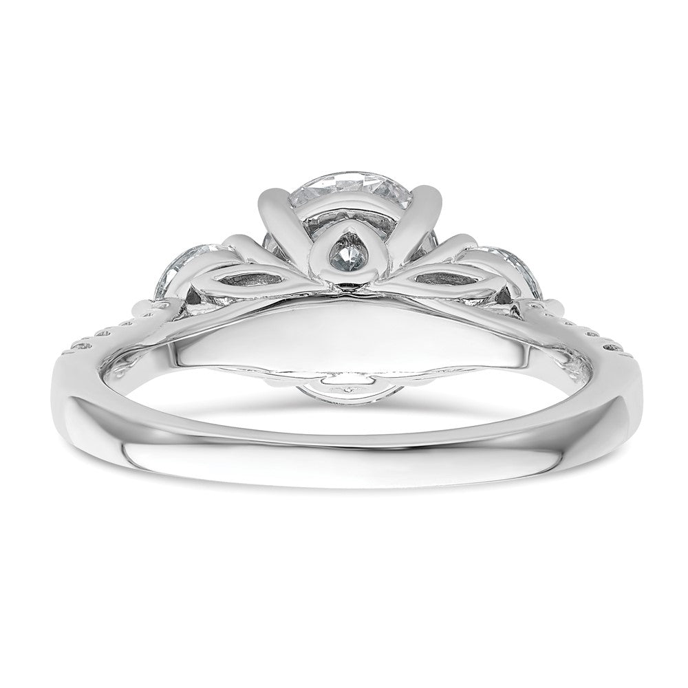 14kw 1ct Lab Grown Diamond VS+ F+ Oval&Round S/M 3 Stone Eng Ring