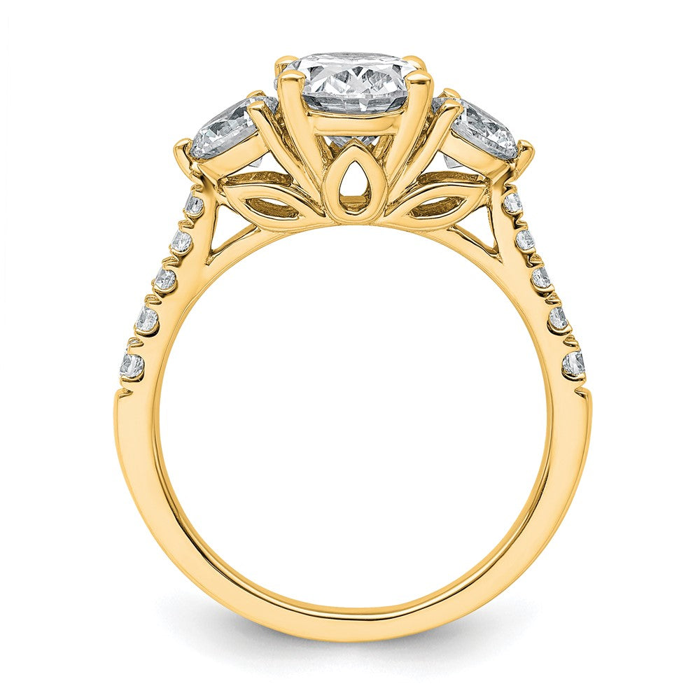 14k 1ct Lab Grown Diamond VS+ F+ Oval&Round S/M 3 Stone Eng Ring