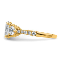 14k 1ct Lab Grown Diamond VS+ F+ Oval&Round S/M 3 Stone Eng Ring