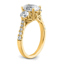 14k 1ct Lab Grown Diamond VS+ F+ Oval&Round S/M 3 Stone Eng Ring