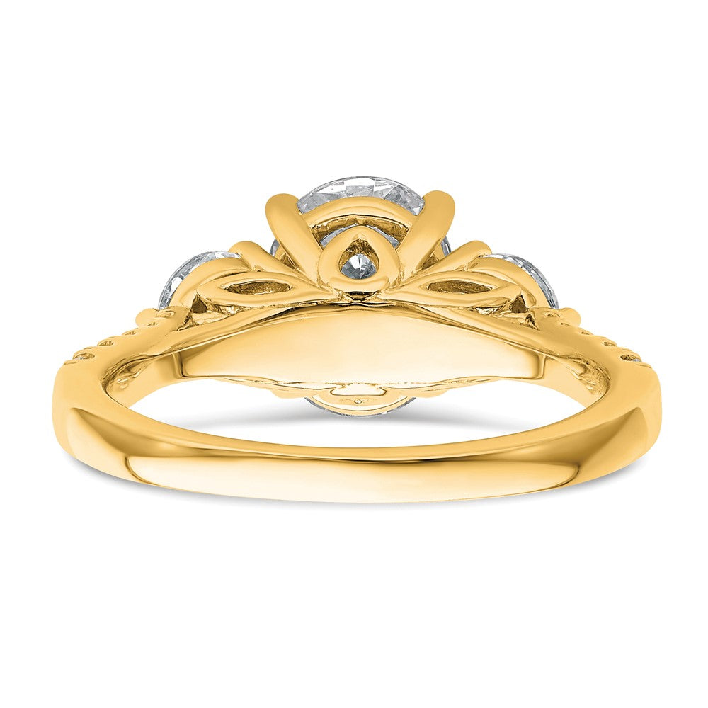 14k 2 1/2ct Cert Lab Grown Dia VS+ F+ Oval&Round Comp 3 Stone Eng Ring