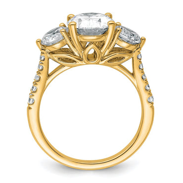14k 1 1/4ct Lab Grown Diamond VS+ F+ Oval&Round S/M 3 Stone Eng Ring
