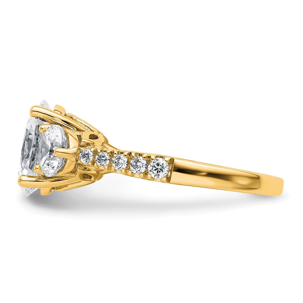 14k 1 1/4ct Lab Grown Diamond VS+ F+ Oval&Round S/M 3 Stone Eng Ring