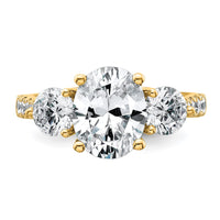 14k 1 1/4ct Lab Grown Diamond VS+ F+ Oval&Round S/M 3 Stone Eng Ring
