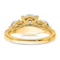14k 1 1/4ct Lab Grown Diamond VS+ F+ Oval&Round S/M 3 Stone Eng Ring