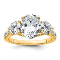 14k 1 1/4ct Lab Grown Diamond VS+ F+ Oval&Round S/M 3 Stone Eng Ring