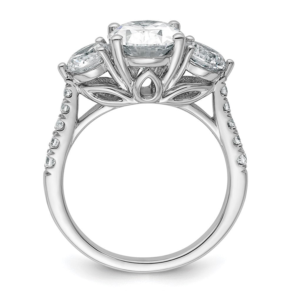 14kw 3 1/4ct Cert Lab Grown Dia VS+ F+ Oval&Round Comp 3 Stone Eng Ring
