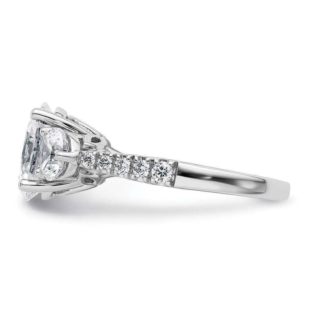 14kw 3 1/4ct Cert Lab Grown Dia VS+ F+ Oval&Round Comp 3 Stone Eng Ring