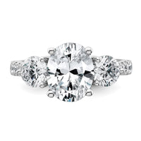 14kw 3 1/4ct Cert Lab Grown Dia VS+ F+ Oval&Round Comp 3 Stone Eng Ring