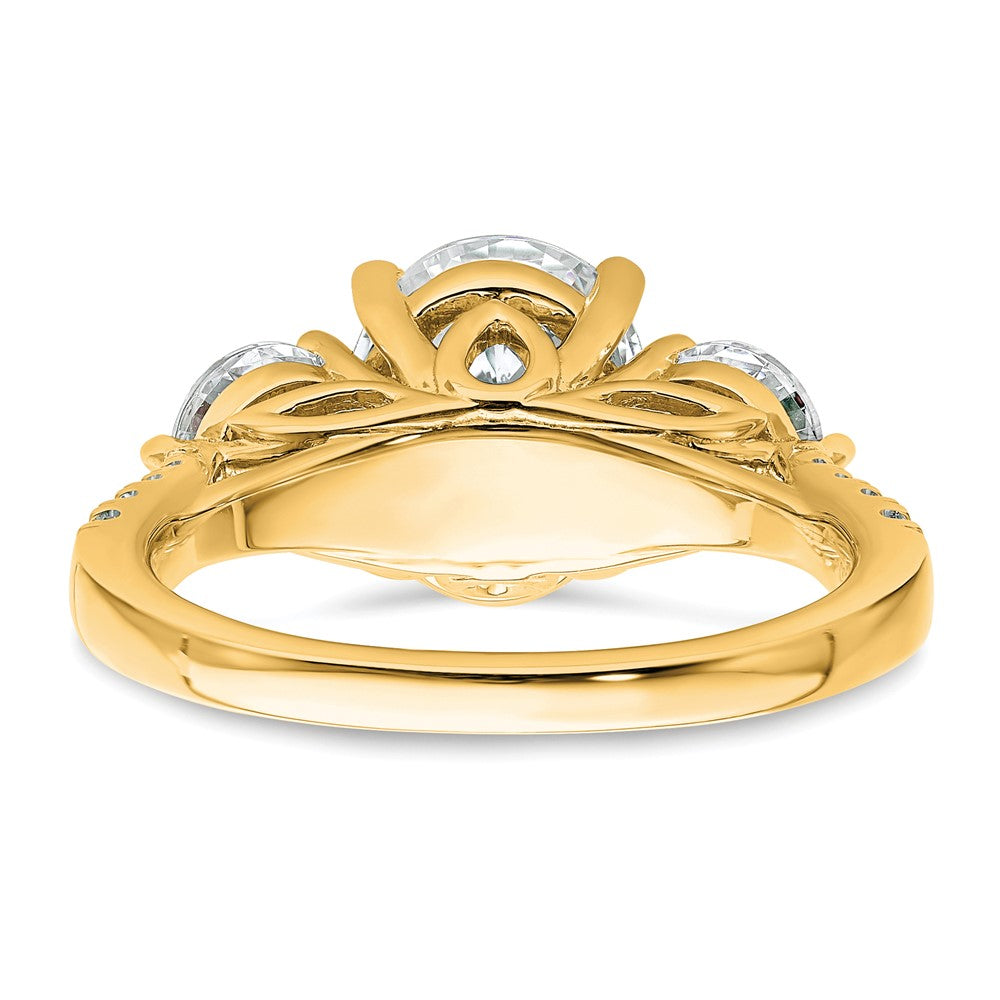 14k 3 1/4ct Cert Lab Grown Dia VS+ F+ Oval&Round Comp 3 Stone Eng Ring