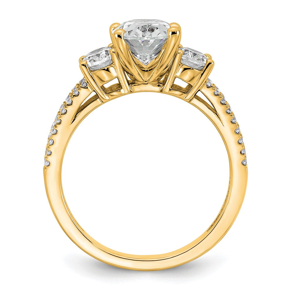 14k 2 5/8ct Cert Lab Grown Diamond VS+ F+ Oval Comp 3 Stone Eng Ring