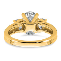 14k 2 5/8ct Cert Lab Grown Diamond VS+ F+ Oval Comp 3 Stone Eng Ring