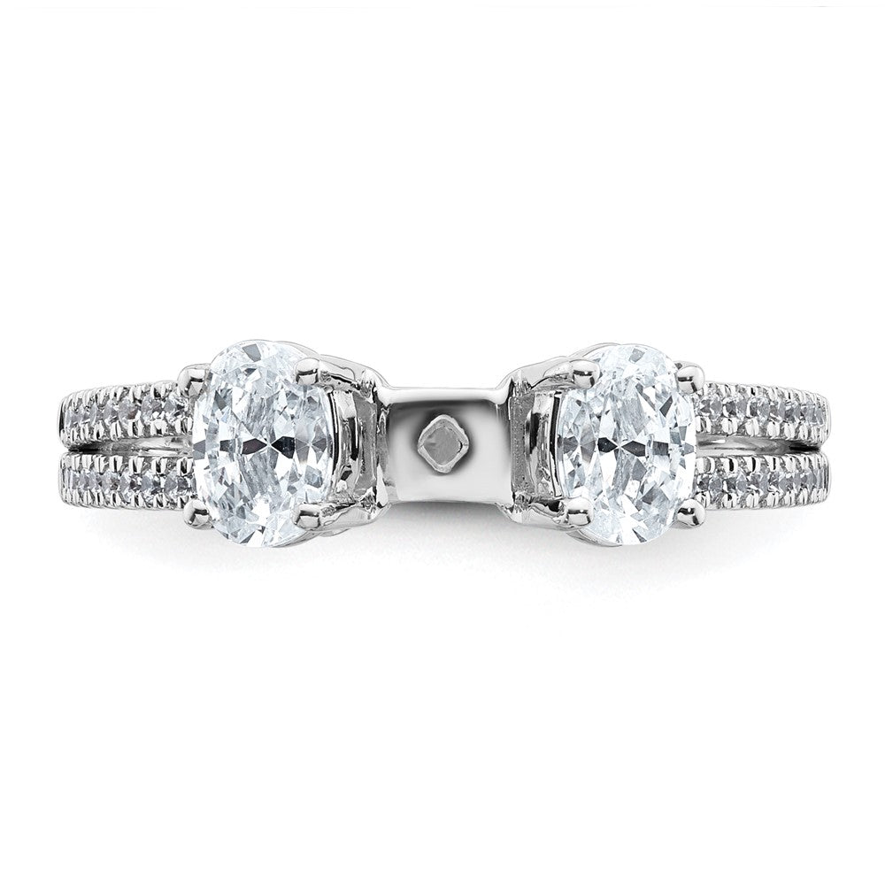 14kw 2 5/8ct Cert Lab Grown Diamond VS+ F+ Oval Comp 3 Stone Eng Ring