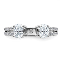 14kw 7/8ct Lab Grown Diamond VS+ F+ Oval S/M 3 Stone Eng Ring