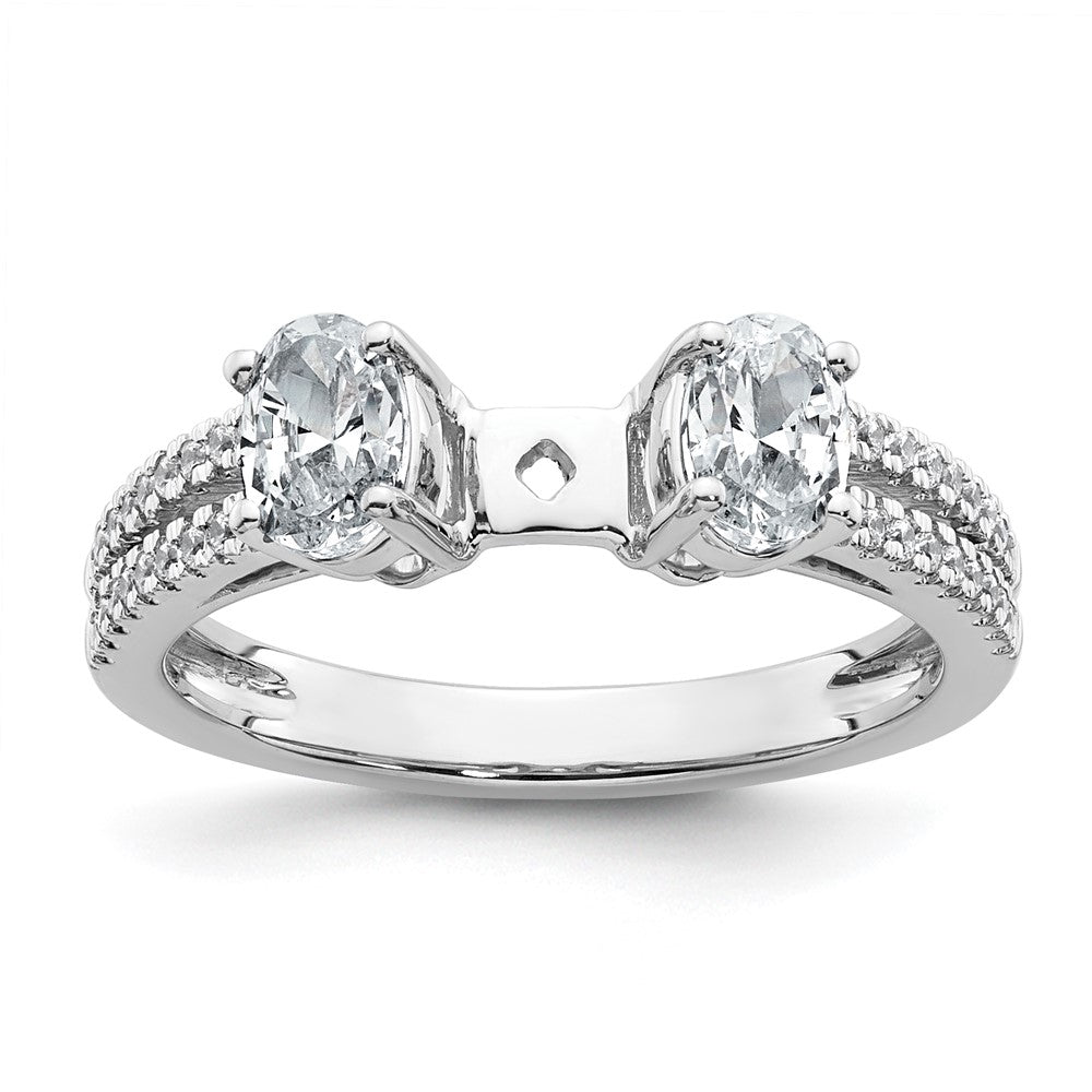 14kw 2 5/8ct Cert Lab Grown Diamond VS+ F+ Oval Comp 3 Stone Eng Ring