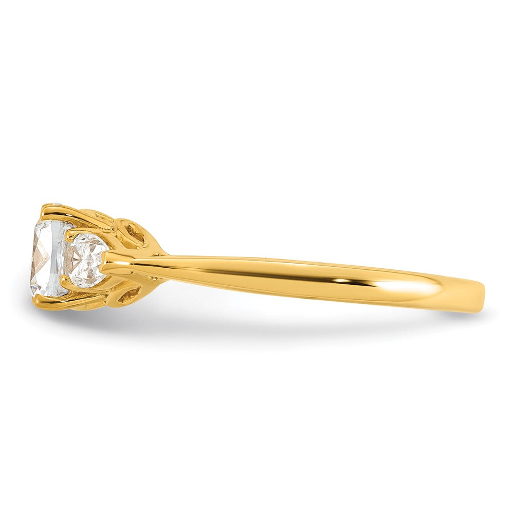 14k 1 3/8ct Lab Grown Diamond VS+ F+ Comp Cushion&Pear 3 Stone Eng Ring