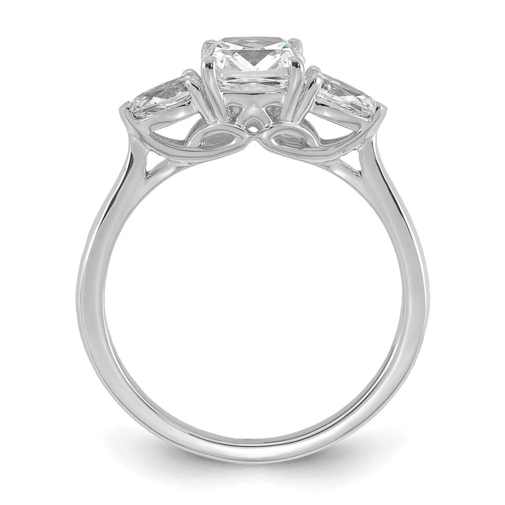 14kw 1 3/8ct Cert Lab Grown Dia VS+ F+ Comp Cushion&Pear 3 Stone Eng Ring