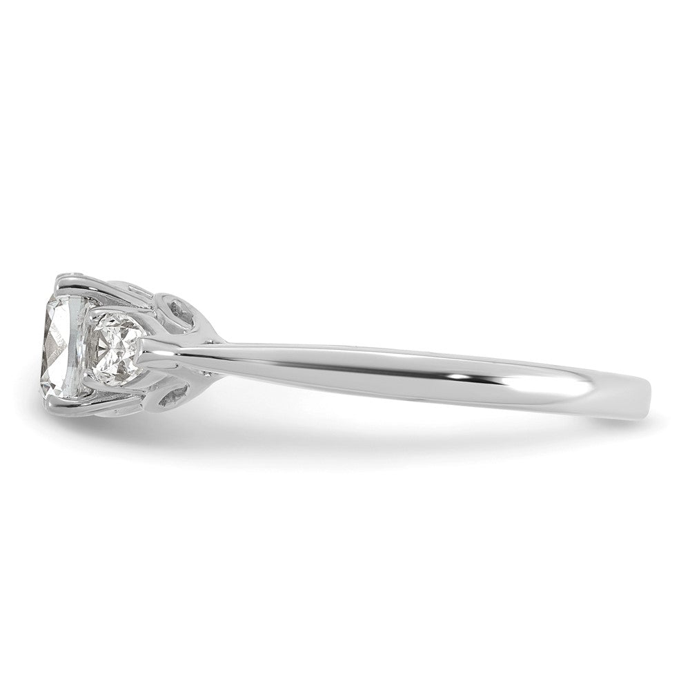 14kw 1 3/8ct Cert Lab Grown Dia VS+ F+ Comp Cushion&Pear 3 Stone Eng Ring