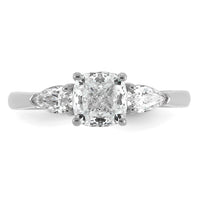 14kw 1 3/8ct Cert Lab Grown Dia VS+ F+ Comp Cushion&Pear 3 Stone Eng Ring