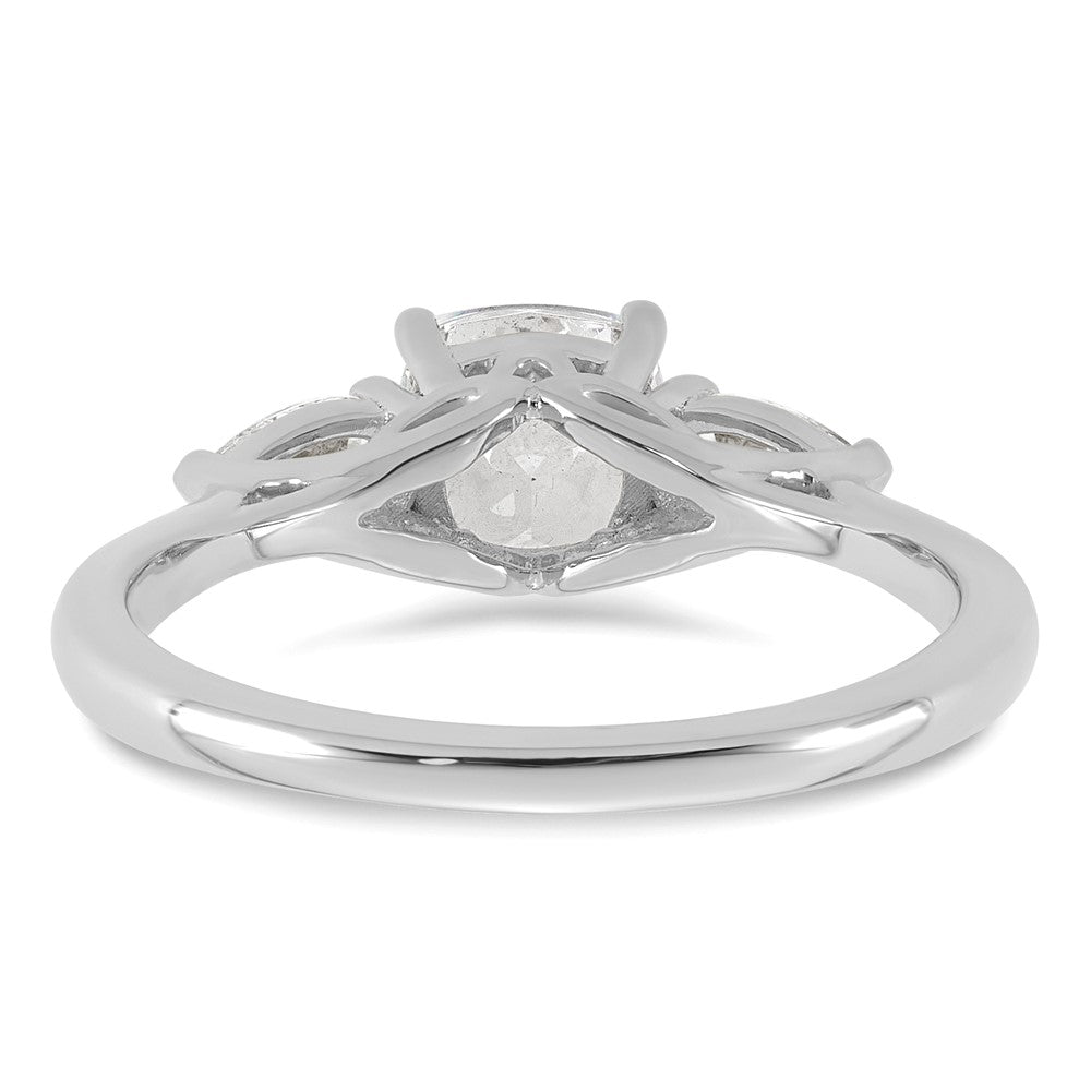 14kw 1 3/8ct Cert Lab Grown Dia VS+ F+ Comp Cushion&Pear 3 Stone Eng Ring