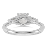 14kw 1 3/8ct Cert Lab Grown Dia VS+ F+ Comp Cushion&Pear 3 Stone Eng Ring