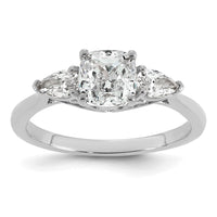 14kw 1 3/8ct Cert Lab Grown Dia VS+ F+ Comp Cushion&Pear 3 Stone Eng Ring