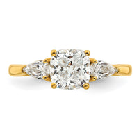 14k 2ct Lab Grown Diamond VS+ F+ Comp Cushion&Pear 3 Stone Eng Ring