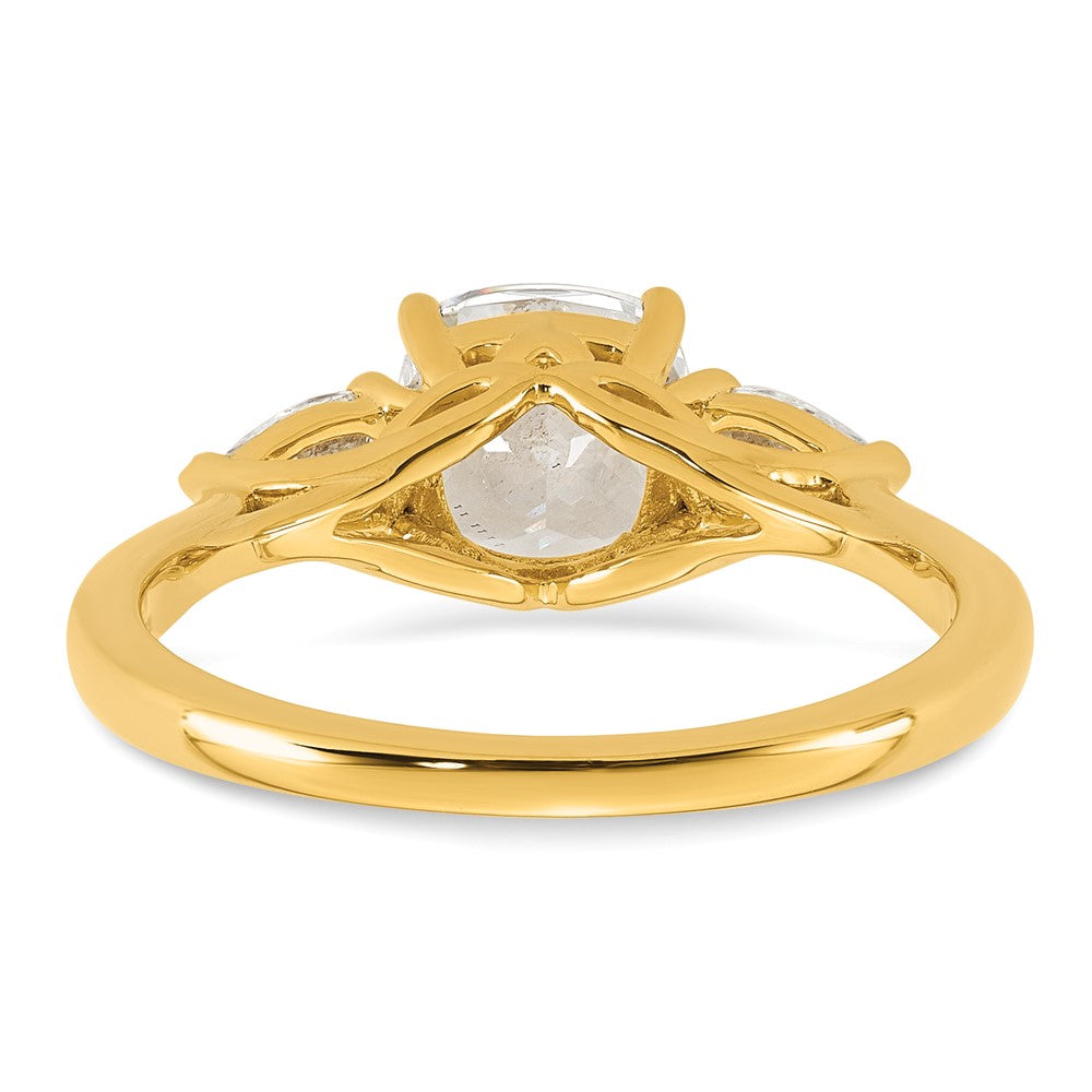 14k 2ct Lab Grown Diamond VS+ F+ Comp Cushion&Pear 3 Stone Eng Ring