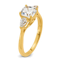 14k 2ct Lab Grown Diamond VS+ F+ Comp Cushion&Pear 3 Stone Eng Ring