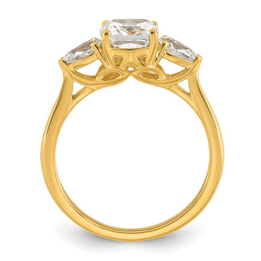 14k 2ct Cert Lab Grown Dia VS+ F+ Comp Cushion&Pear 3 Stone Eng Ring