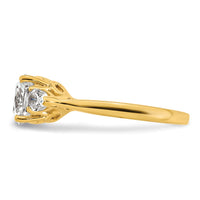 14k 2 1/2ct Lab Grown Diamond VS+ F+ Comp Cushion&Pear 3 Stone Eng Ring