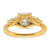 14k 2 1/2ct Cert Lab Grown Dia VS+ F+ Comp Cushion&Pear 3 Stone Eng Ring