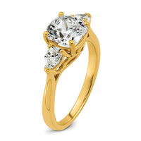 14k 2 1/2ct Cert Lab Grown Dia VS+ F+ Comp Cushion&Pear 3 Stone Eng Ring