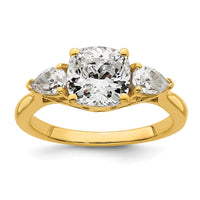 14k 2 1/2ct Cert Lab Grown Dia VS+ F+ Comp Cushion&Pear 3 Stone Eng Ring