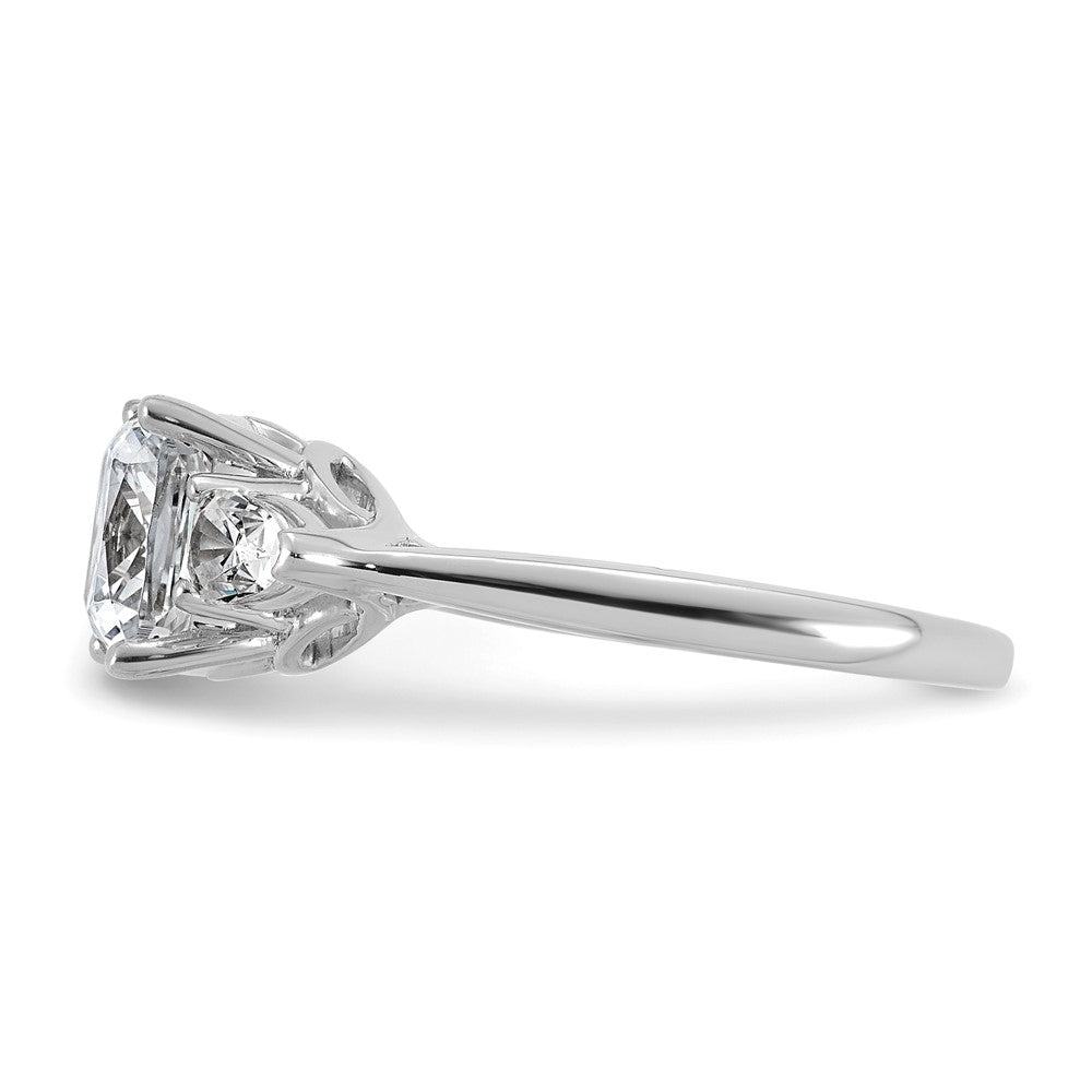 14kw 3ct Lab Grown Diamond VS+ F+ Semi Cushion&Pear 3 Stone Eng Ring