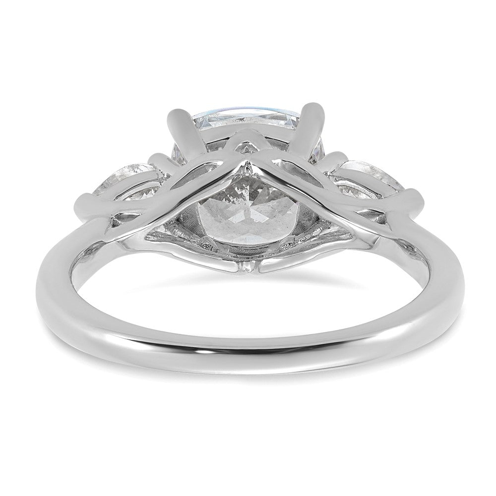 14kw 3ct Lab Grown Diamond VS+ F+ Semi Cushion&Pear 3 Stone Eng Ring