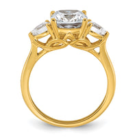 14k 3ct Lab Grown Diamond VS+ F+ Comp Cushion&Pear 3 Stone Eng Ring