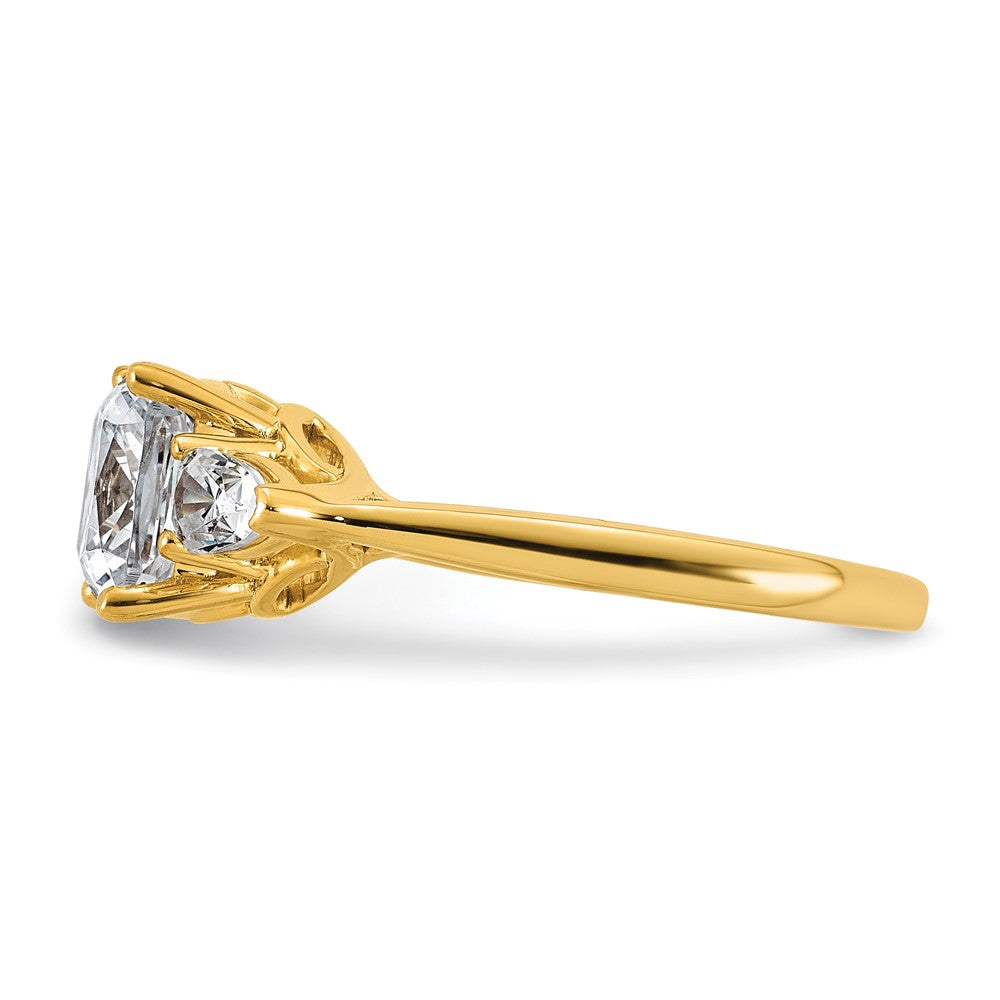 14k 3ct Lab Grown Diamond VS+ F+ Comp Cushion&Pear 3 Stone Eng Ring